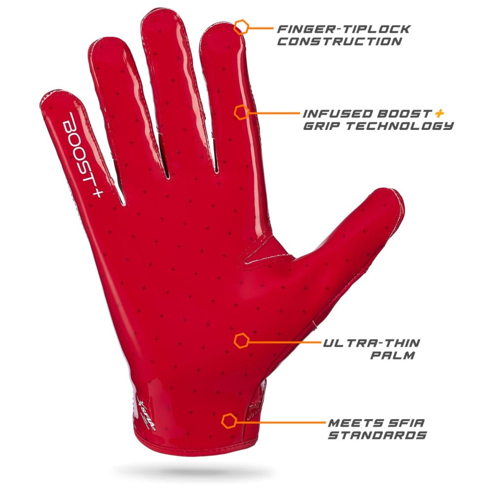 Playmaker Base: American Football Handschuhe Grip Boost Solid Stealth 6 Boost+ Red Produktbild 3